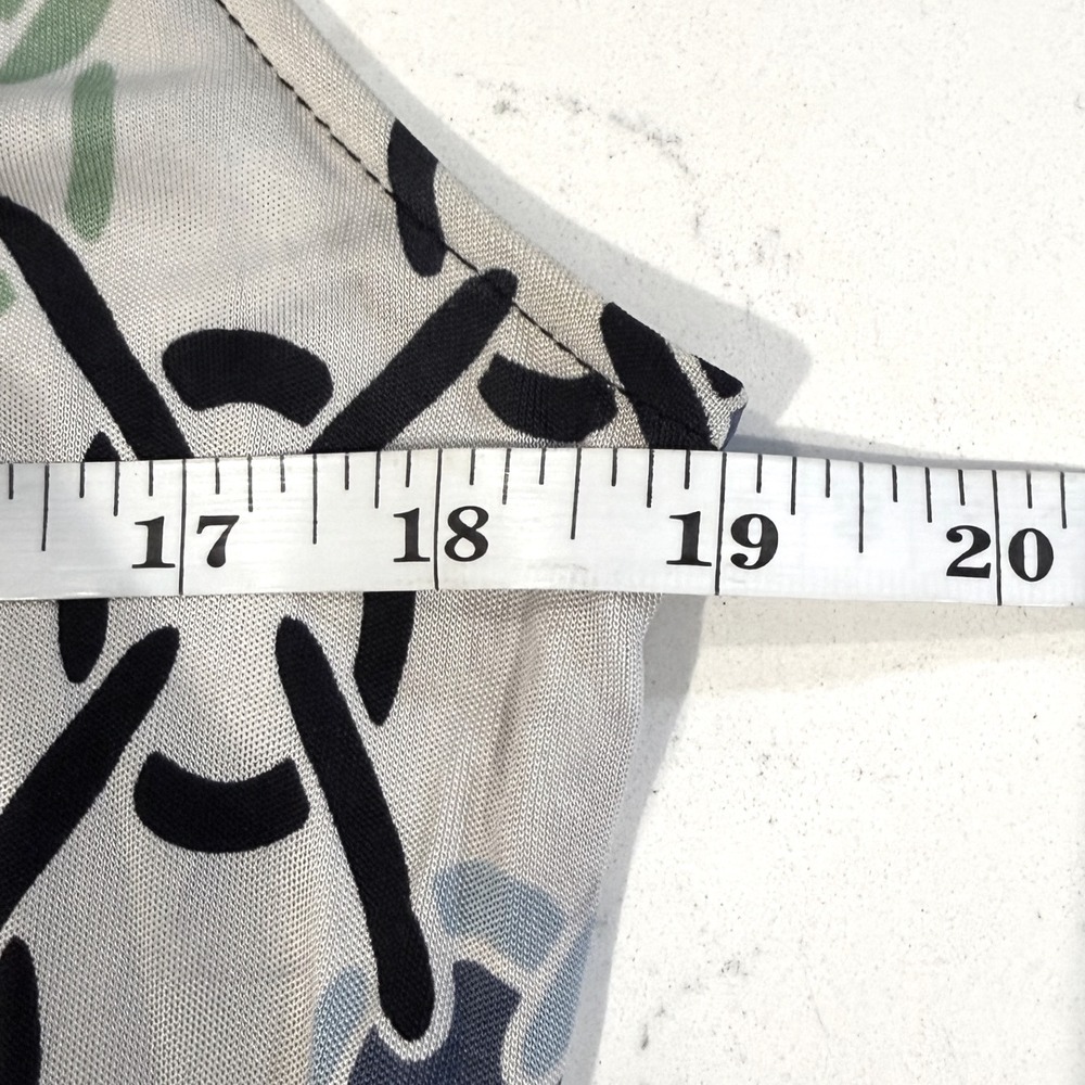 Tory Burch silk Blue Green Chain Link Print Sleeveless Shift Dress Gold Logo Zip - Picture 5 of 6